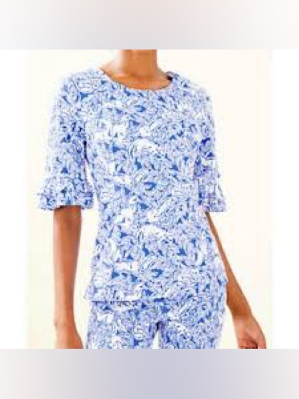NWT Lily Pulitzer Coastal Blue  Fiesta Fancy Feet Top Size 16